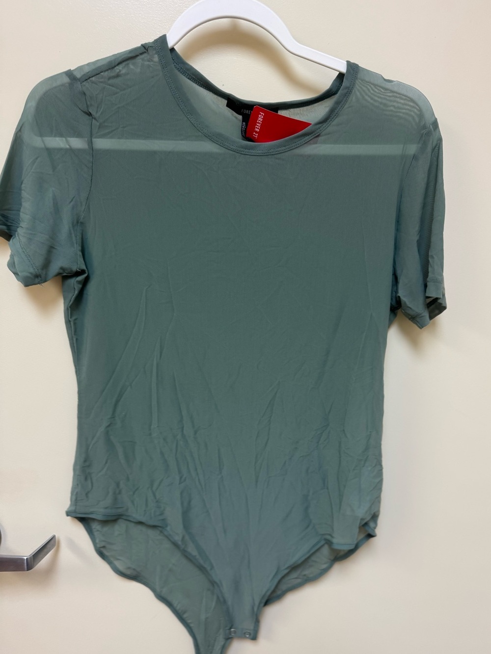 Forever 21 Women's Sage Green Short Sleeve Bodysuit. SZ XXL NWT